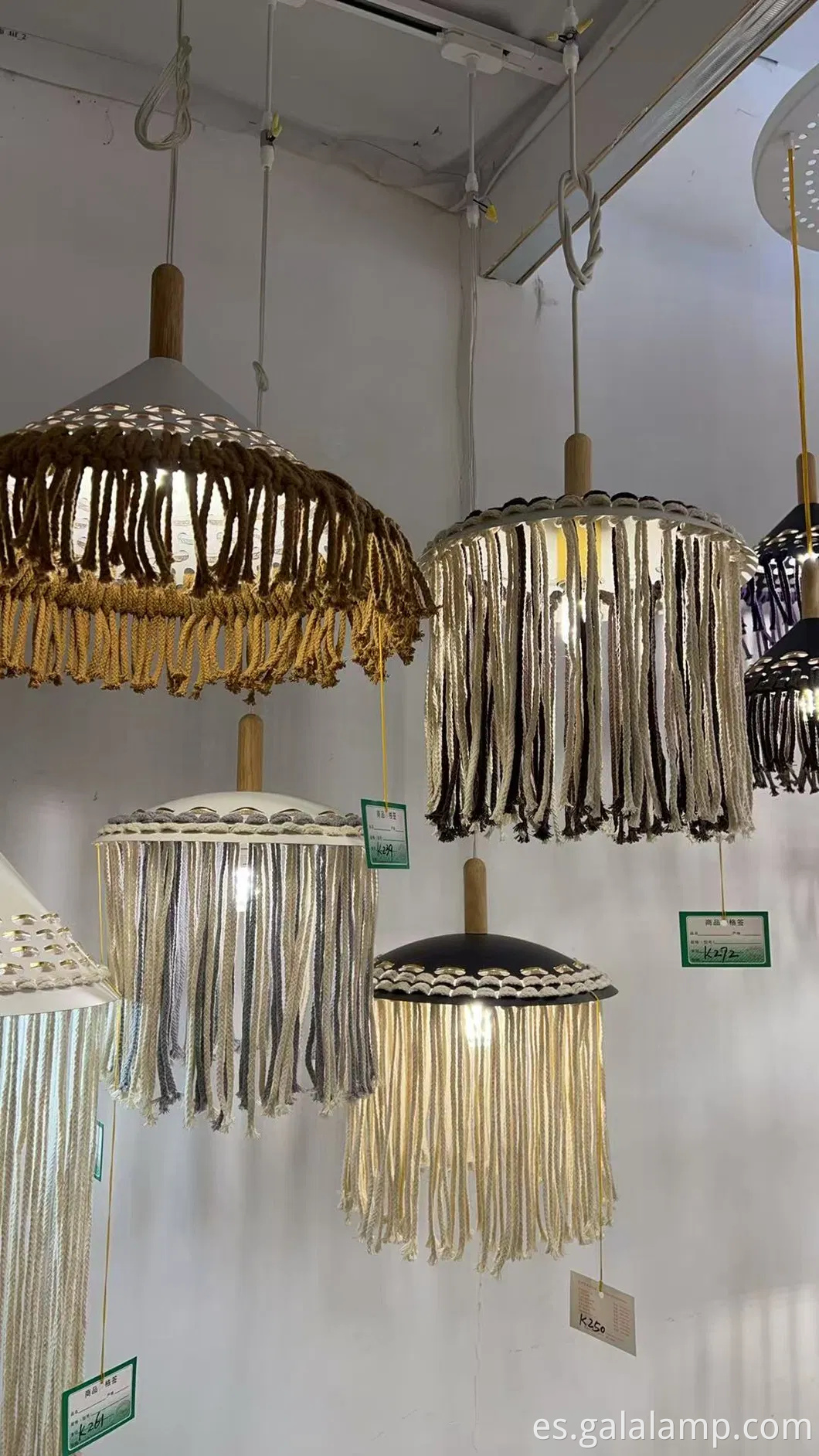 Luz colgante de yute tejido ecológico para decoraciones elegantes del pasillo